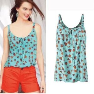 CAbi 5230 Tassel Tank, Palm Leaf Print, Sz SMALL